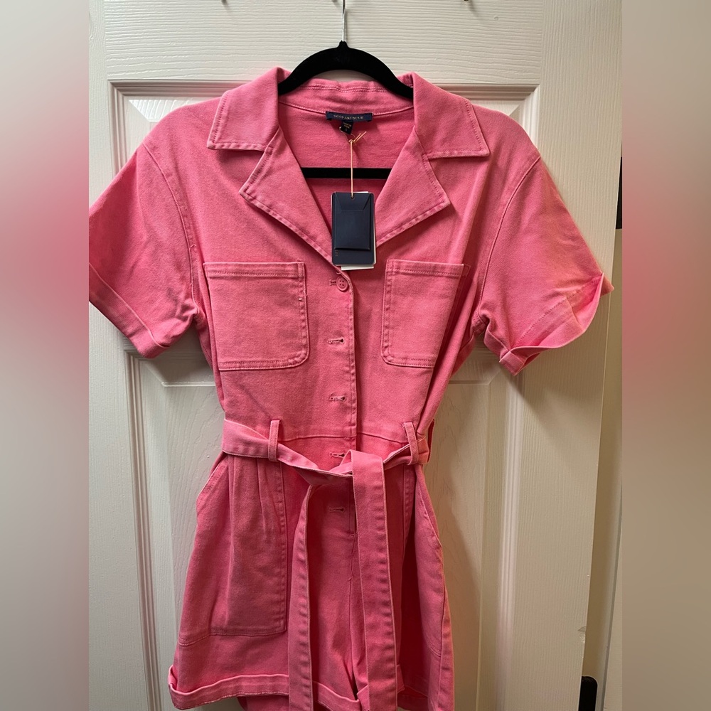 Skies Are Blue Vibrant Pink Collared romper